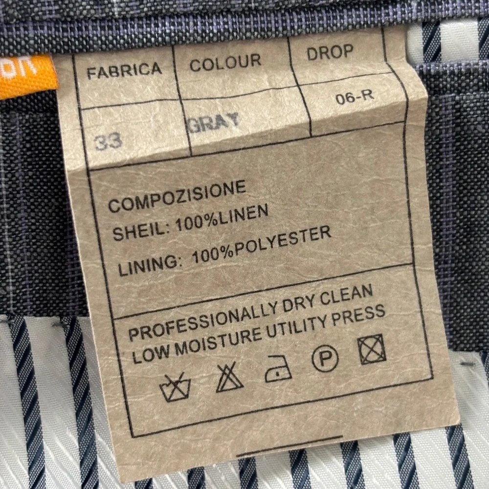 Inserch Collezione Italy Mens 100% Linen Blazer 46R  Gray Pinstripe Sport‎ Coat